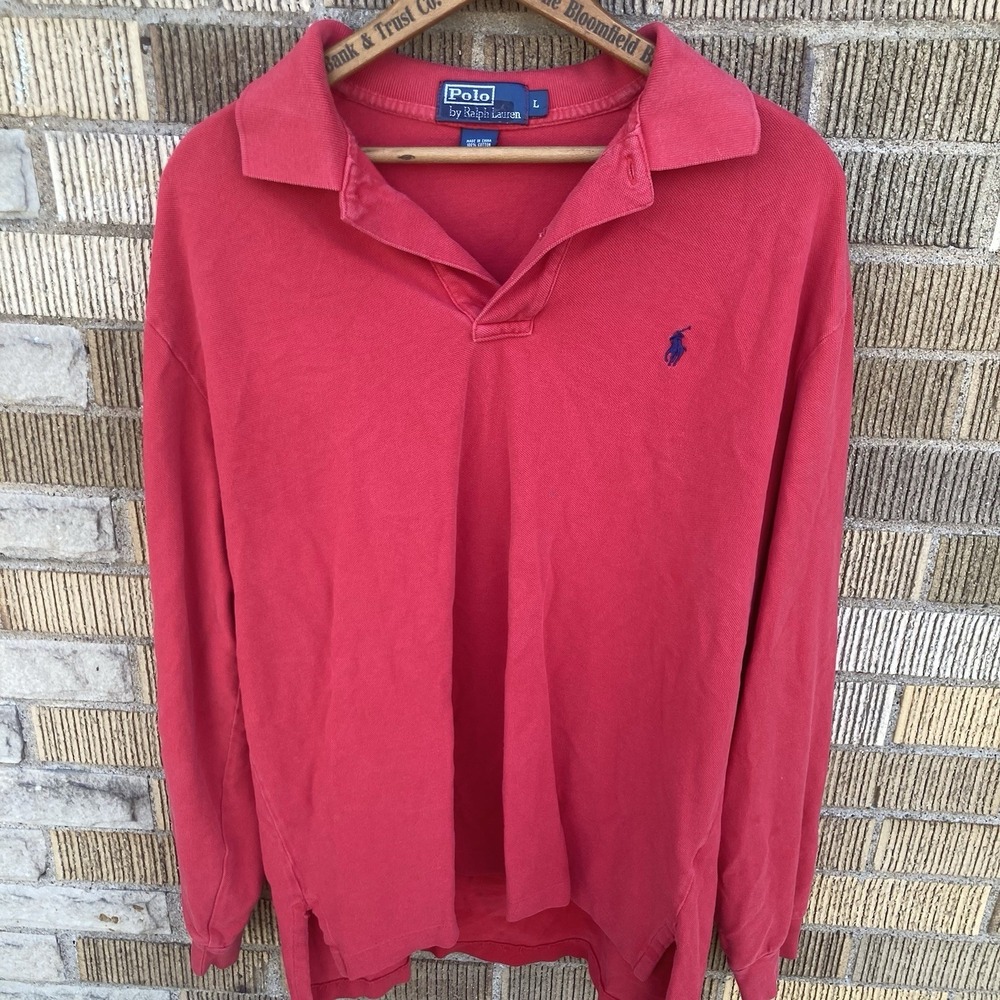 Polo Ralph Lauren Men's Rugby Shirt Long Sleeve Red Pony Vtg Heavyweight Cotton